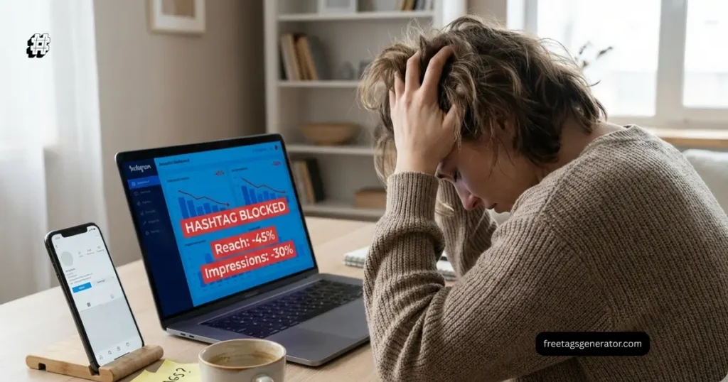 Copy paste hashtags Instagram example showing declining reach