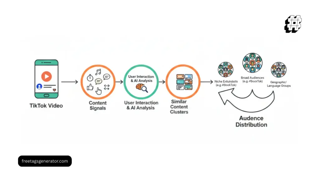 Diagram explaining how TikTok algorithm processes content signals