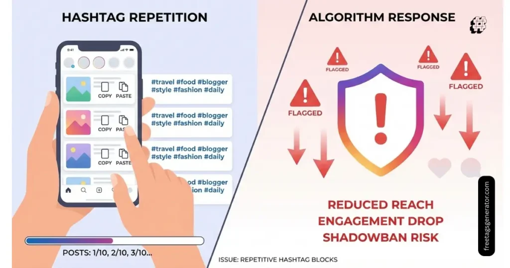 Copy paste hashtags Instagram mistake causing low reach