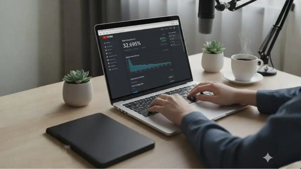 YouTube analytics showing watch time and CTR for video SEO optimization