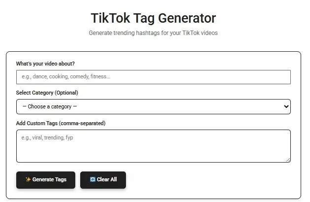 to generate high tags using Tiktok Tags Generator