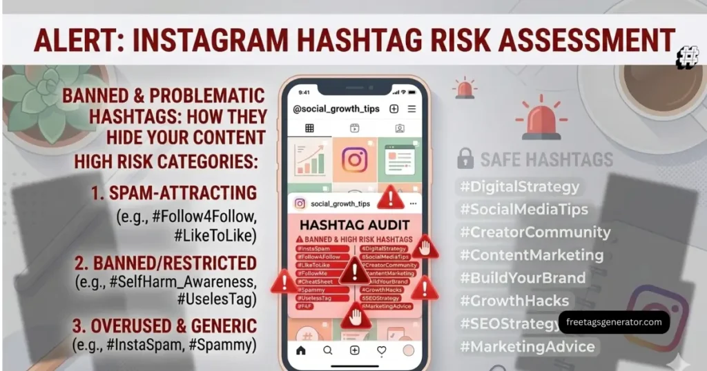Instagram banned hashtags and shadowban visual warning