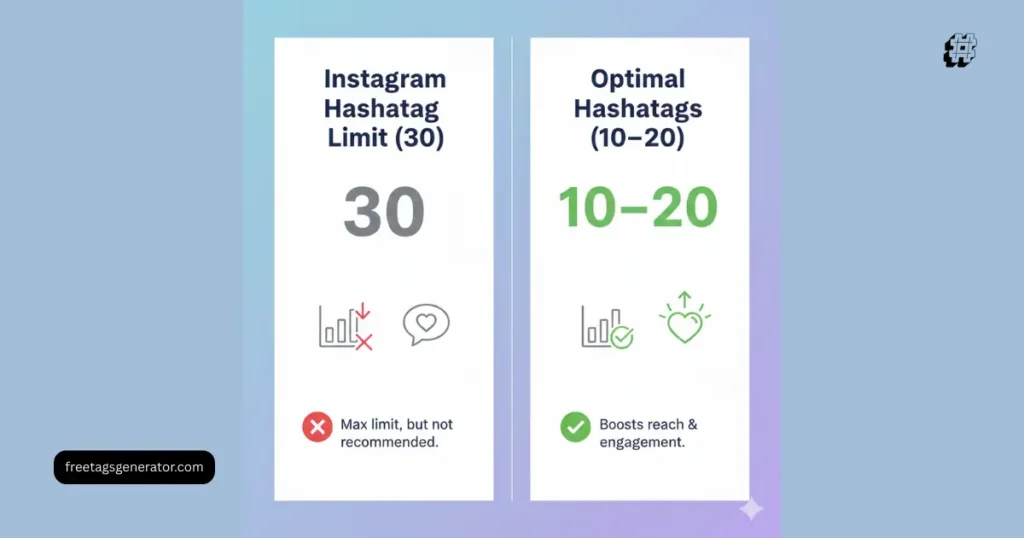Instagram hashtag limit vs optimal hashtags comparison chart