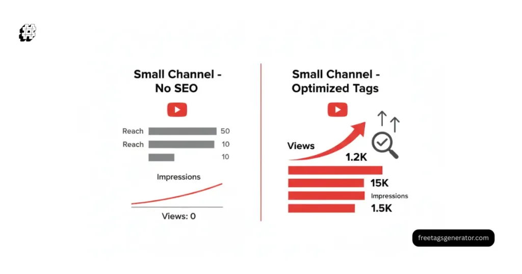 Small YouTube channel SEO growth using YouTube tags for views