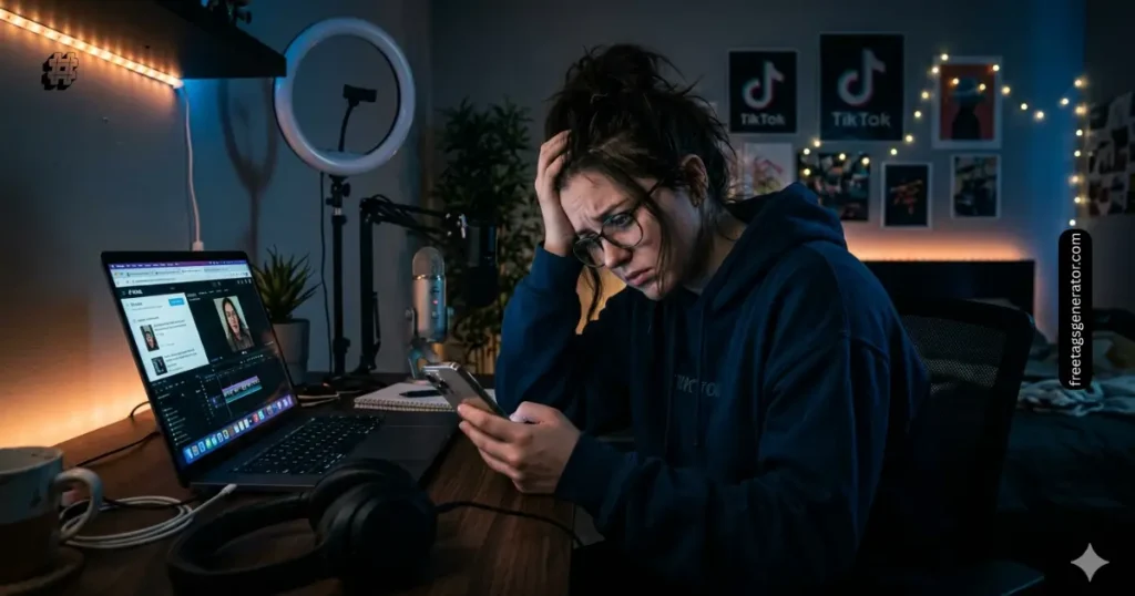 creator struggling to find TikTok hashtags after low views on video