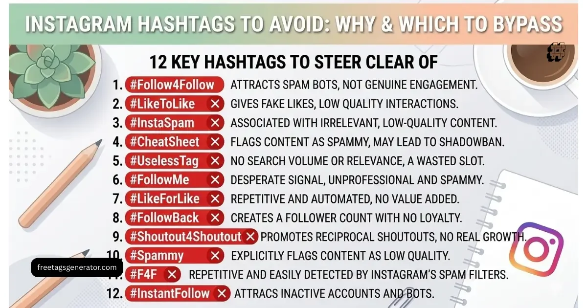 List of 12 Instagram hashtags to avoid for growth