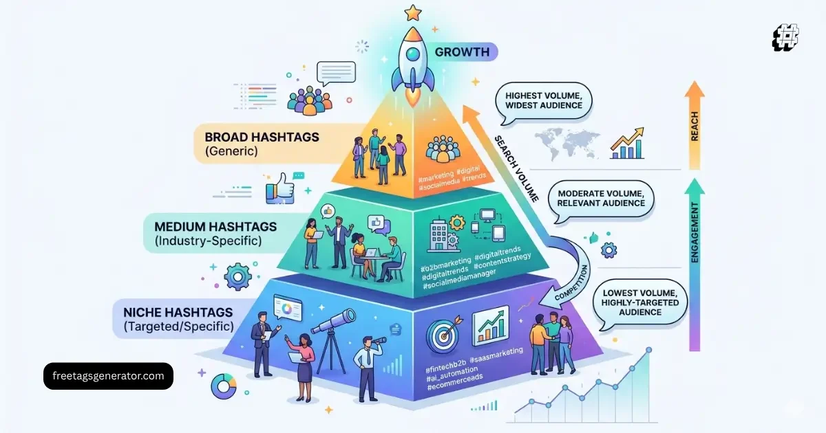 Instagram hashtags importance explained with 3-3-3 hashtag rule pyramid strategy