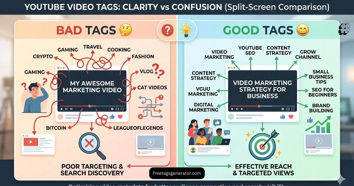 example showing bad and good YouTube tags relevance