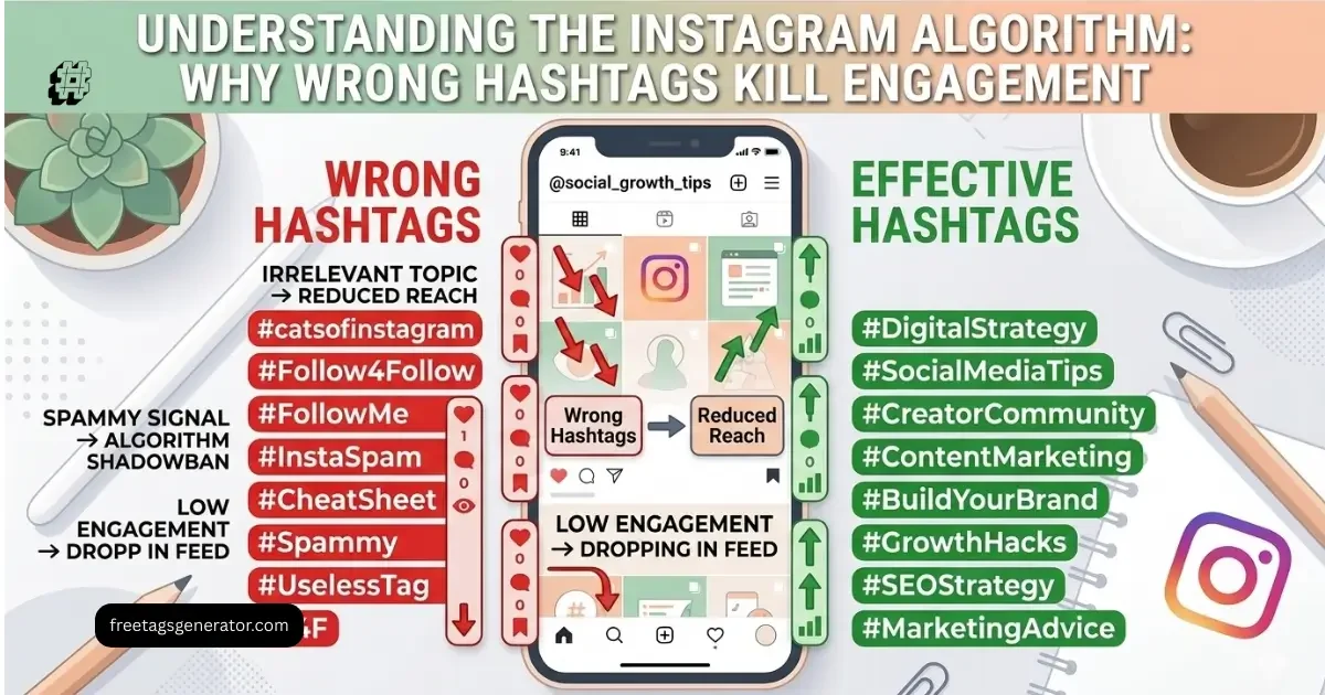 How Instagram algorithm reacts to wrong hashtags reducing engagement