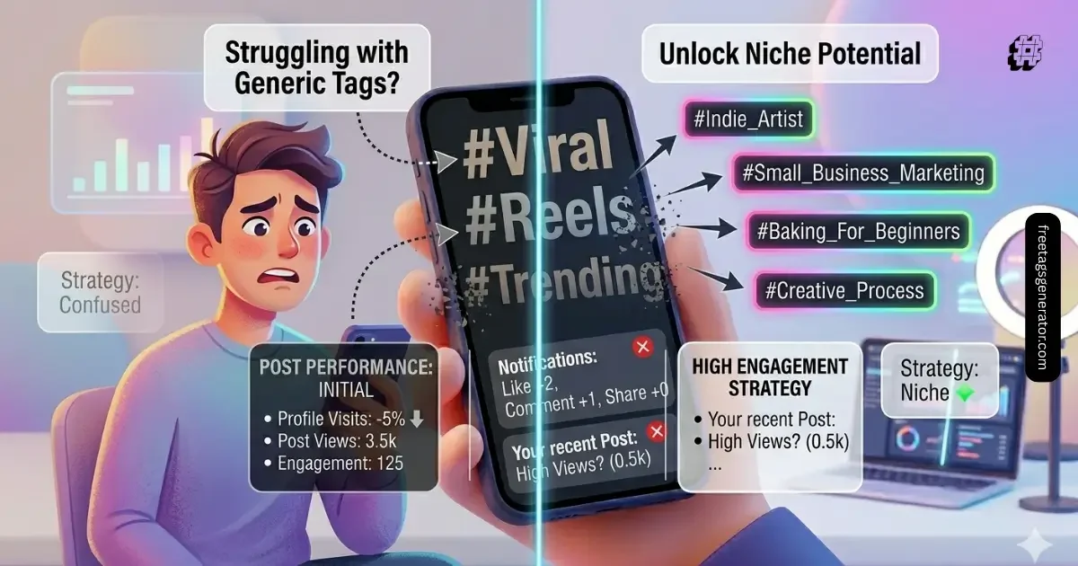 mistakes using low-competition Instagram hashtags vs generic hashtags impact