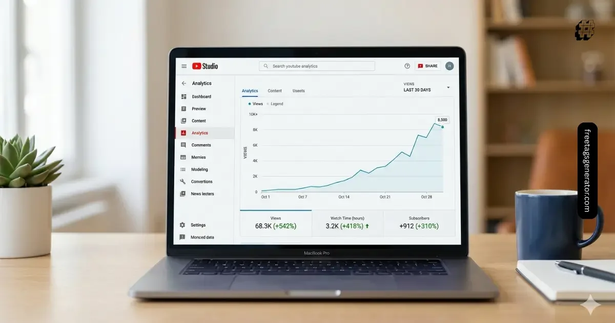 YouTube analytics growth after using high-ranking YouTube tags strategy