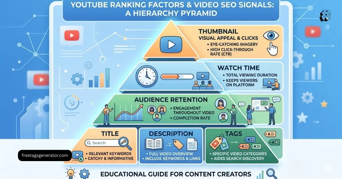 YouTube SEO ranking factors showing why YouTube tags are less important