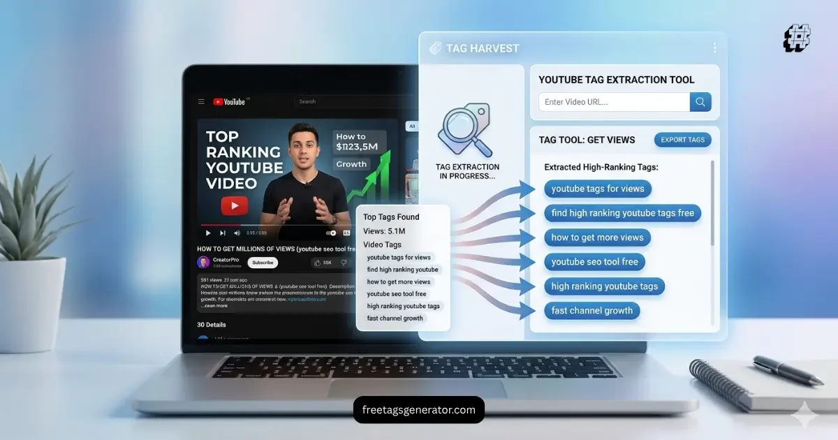 workflow to find high-ranking YouTube tags using competitor research tools