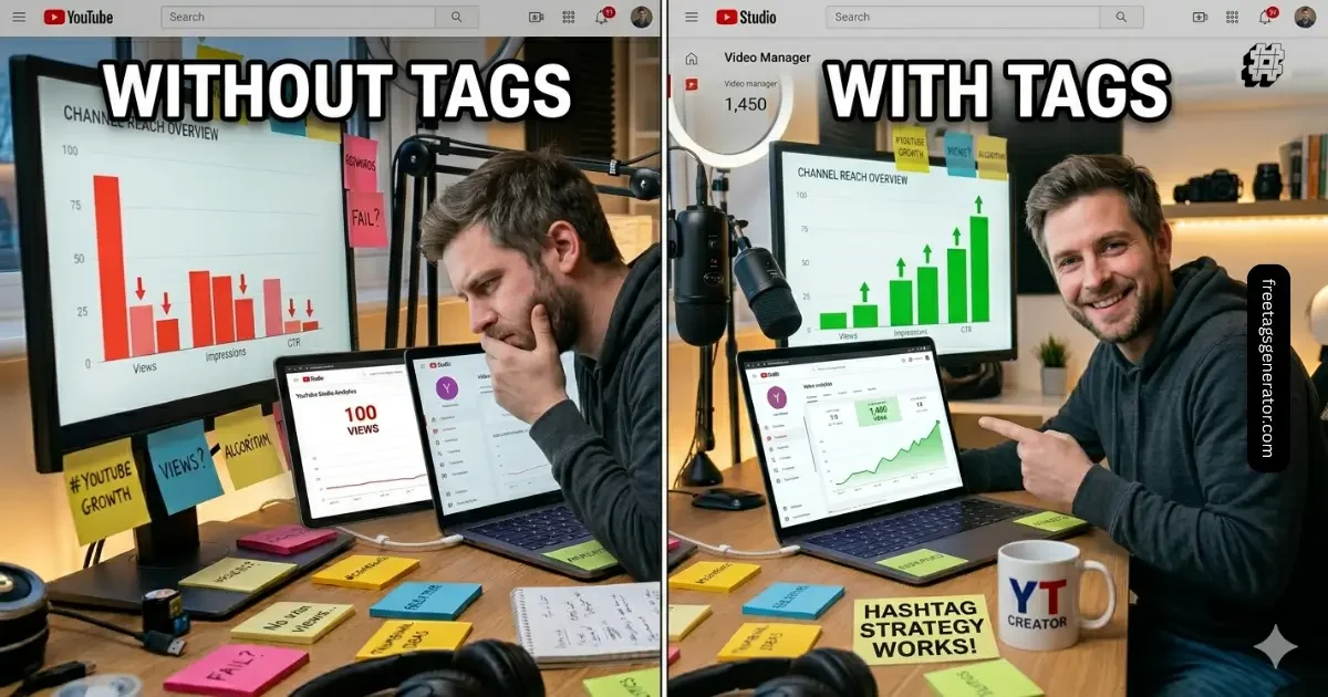 "YouTube video view growth before and after using best YouTube tags"