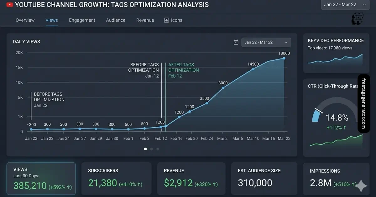 YouTube views growth using high-performing YouTube tags case study